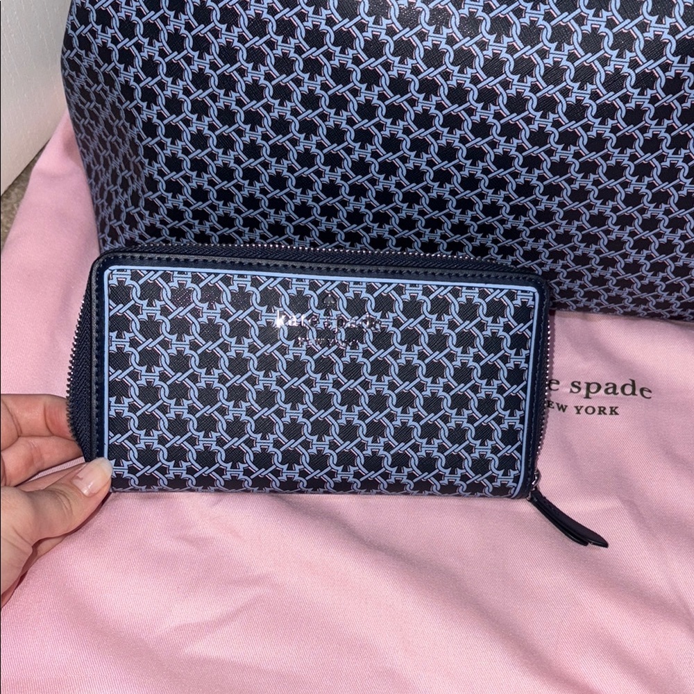 Kate Spade Blue Link Patterned Tote Bag and Wallet Set - Picture 4 of 9